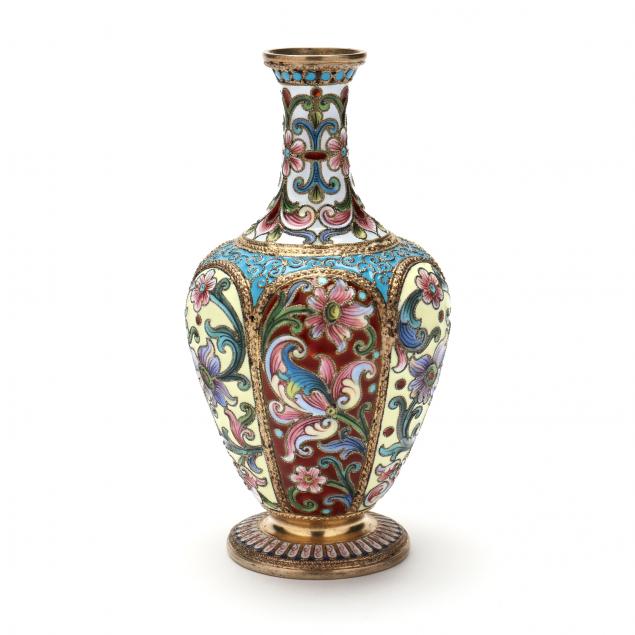 russian-silver-gilt-and-cloisonne-enamel-miniature-vase