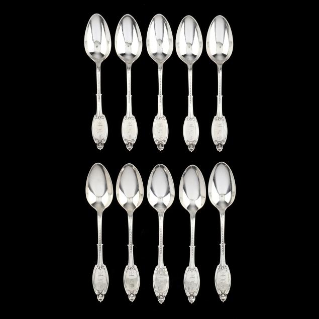ten-albert-coles-i-kenilworth-i-coin-silver-teaspoons