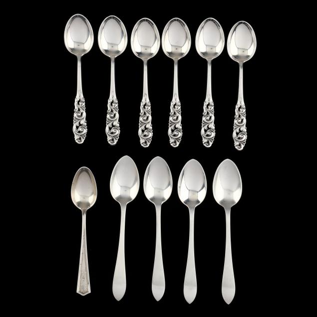 an-assembled-set-of-silver-demitasse-spoons