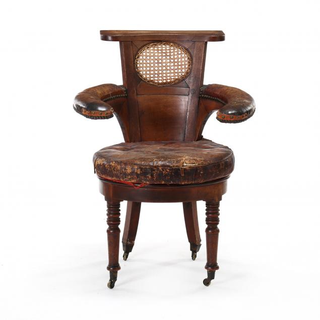 antique-english-mahogany-and-leather-cock-fighting-chair