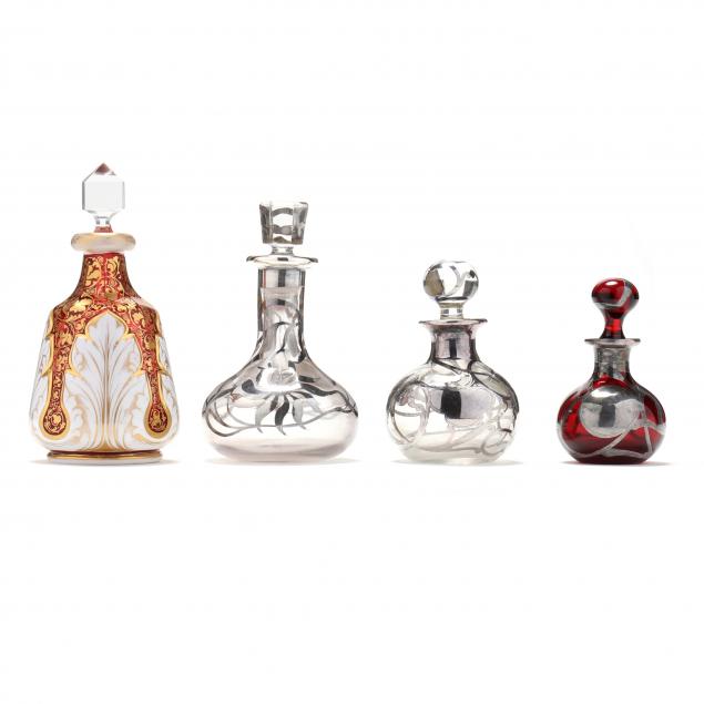 four-antique-glass-perfume-bottles