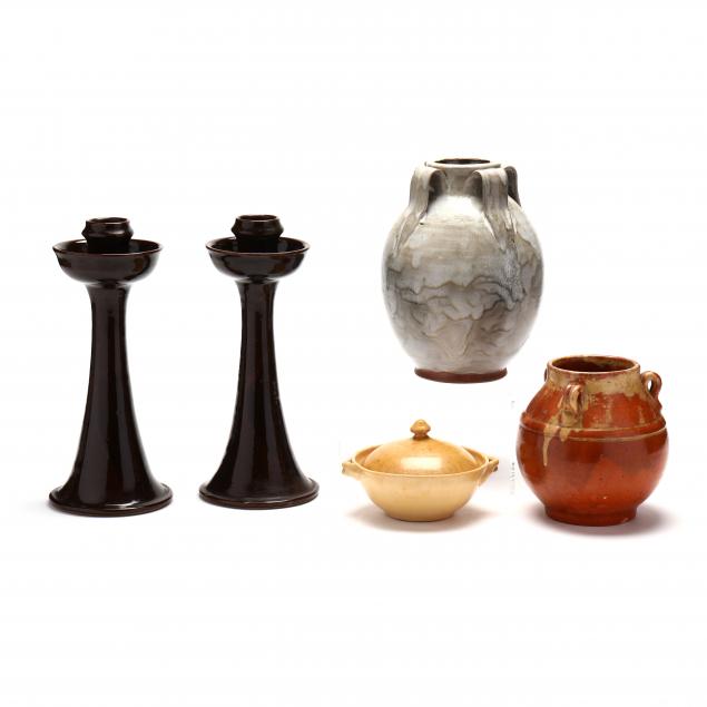 a-group-of-jugtown-pottery-four-diverse-pieces