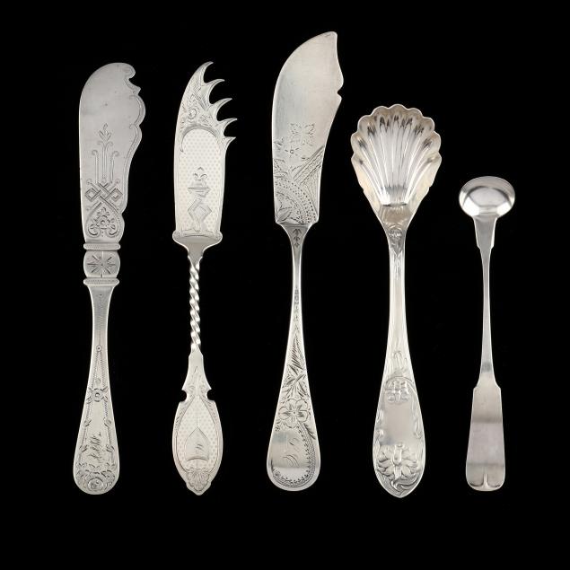 five-pieces-of-virginia-sterling-and-coin-silver-flatware-including-mitchell-tyler