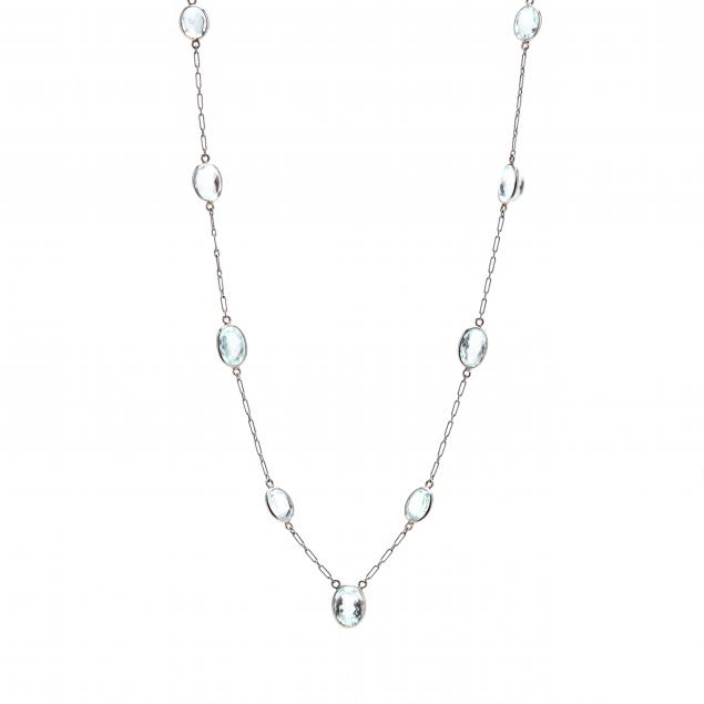 white-gold-and-aquamarine-station-necklace