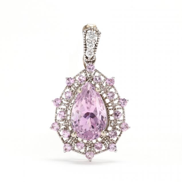 white-gold-kunzite-pink-sapphire-and-diamond-pendant