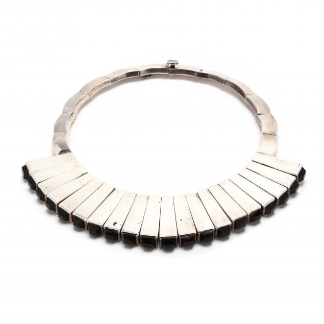 mexican-silver-and-onyx-collar-necklace