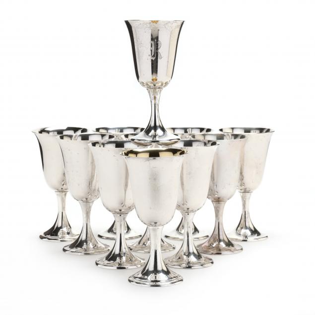 a-grouping-of-eleven-sterling-silver-goblets