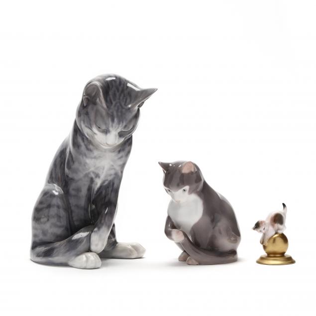 three-porcelain-cat-figurines