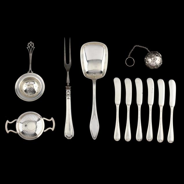 a-grouping-of-american-sterling-silver-flatware-and-accessories