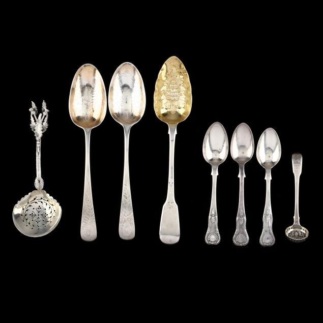a-grouping-of-georgian-and-victorian-silver-flatware