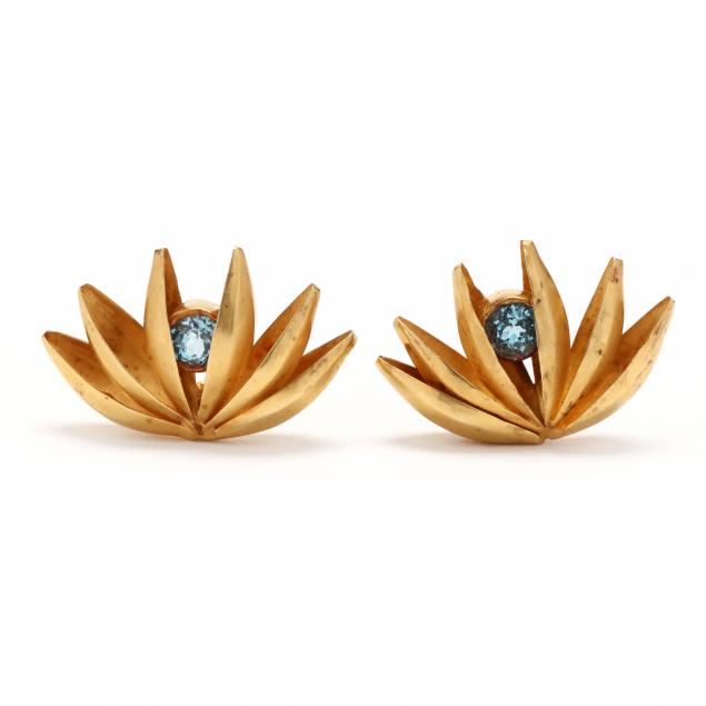 gold-and-blue-stone-lotus-motif-earrings