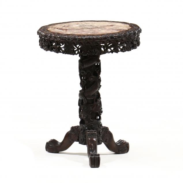 chinese-carved-hardwood-marble-top-center-table