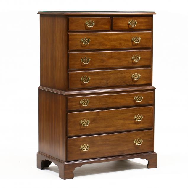 henkel-harris-chippendale-style-walnut-chest-on-chest