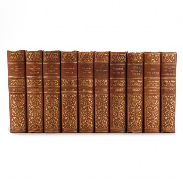 ten-leather-bound-volumes-of-victor-hugo-s-works