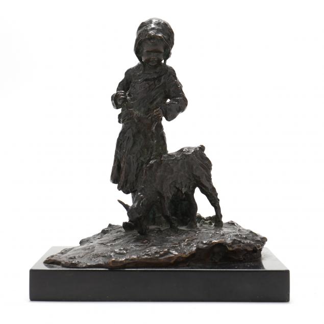 henry-w-podolsky-american-20th-century-untitled-bronze-girl-tending-goat