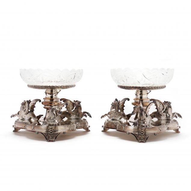 pair-of-sheffield-silverplate-and-crystal-figural-garniture-bowls