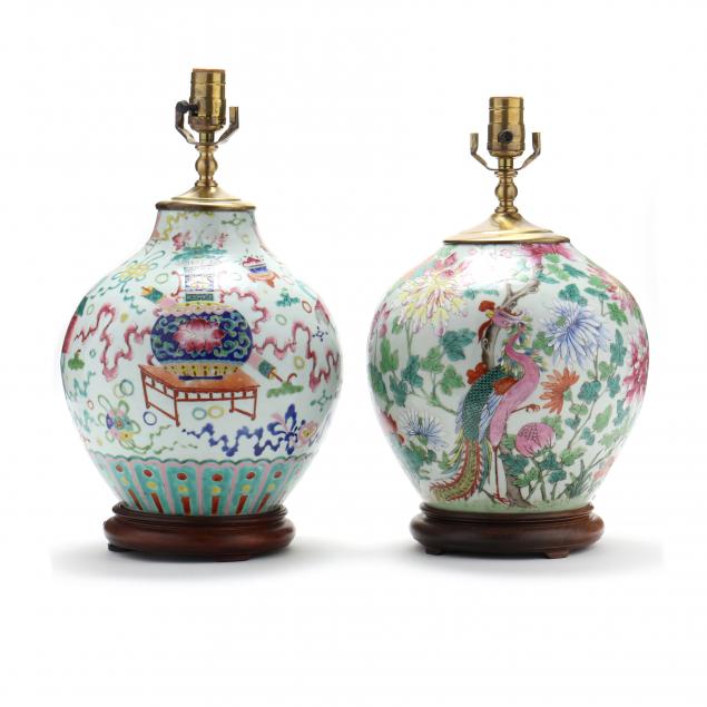 two-chinese-porcelain-famille-rose-palette-vase-lamps