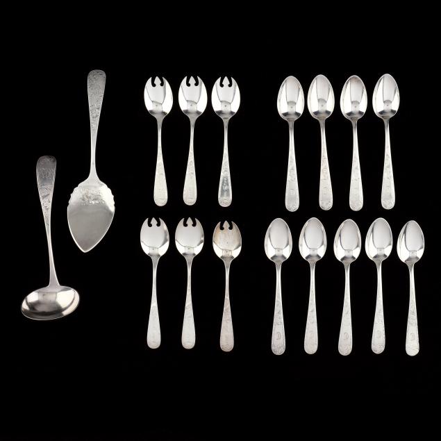 a-grouping-of-antique-baltimore-engraved-pattern-sterling-silver-flatware