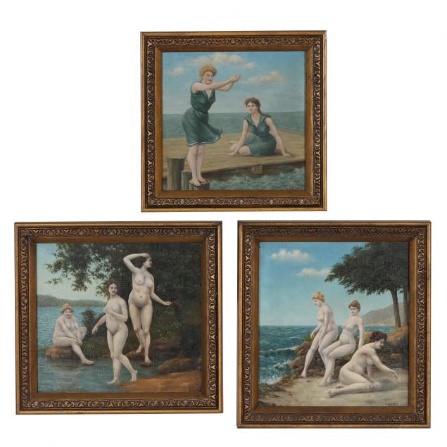 w-d-rulon-american-circa-1900-bathing-beauties-three-paintings