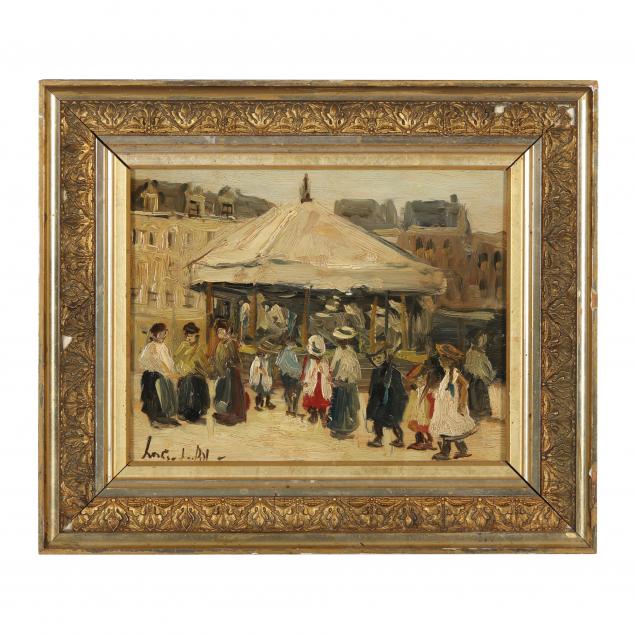 louis-van-der-pol-dutch-1896-1982-street-scene-with-carousel