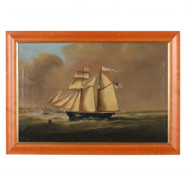 an-antique-american-school-maritime-painting-of-a-clipper-ship