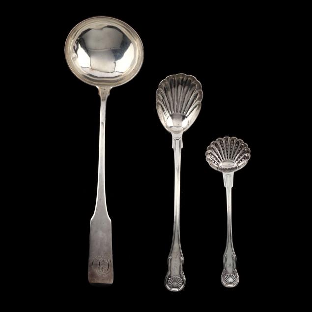 three-early-baltimore-serving-ladles-mark-of-andrew-ellicott-warner