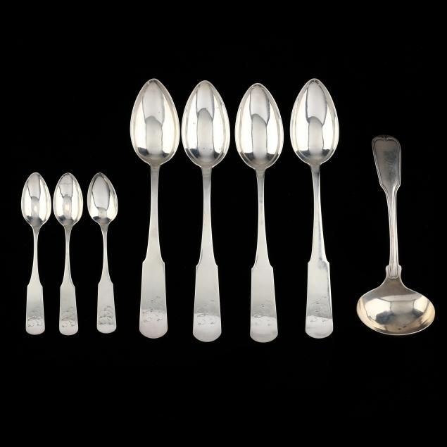 a-grouping-of-north-and-south-carolina-coin-silver-flatware-including-stephens-baker