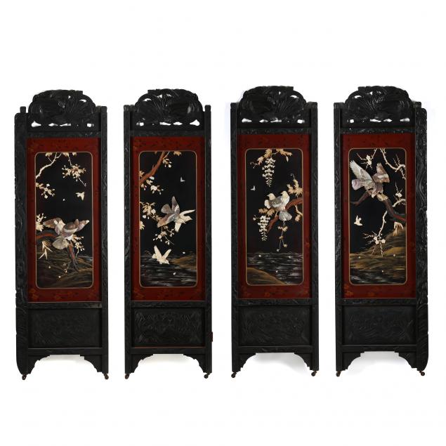 a-japanese-meiji-period-shibayama-inlaid-four-panel-screen
