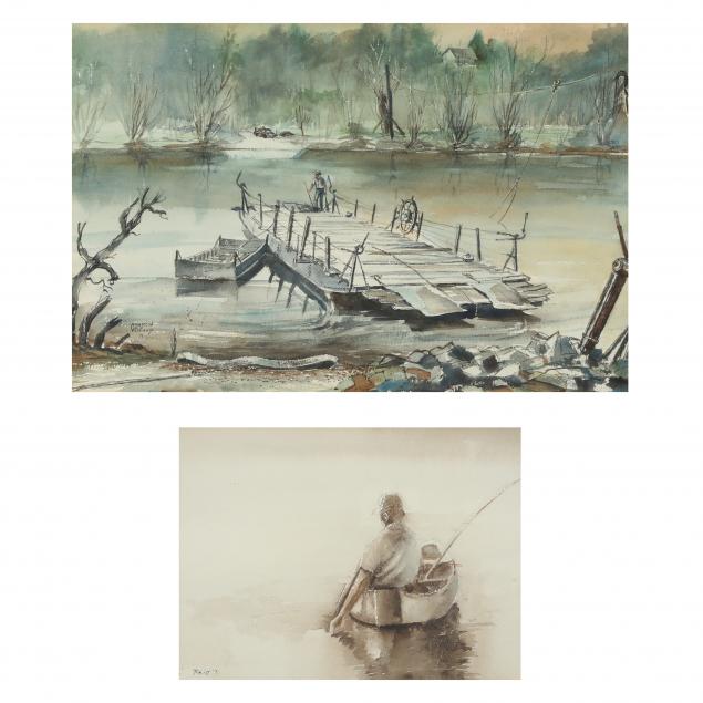 two-vintage-southern-watercolor-paintings