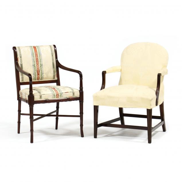 two-upholstered-mahogany-armchairs