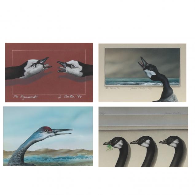 james-carter-american-b-1948-four-original-paintings-of-waterfowl