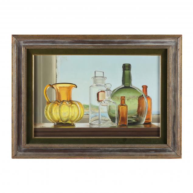 charles-s-bell-american-1935-1995-photorealistic-still-life-with-bottles