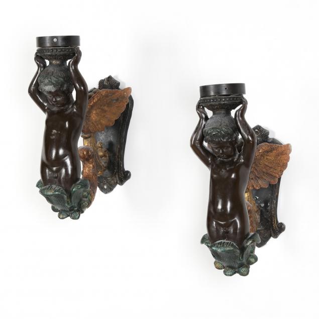 pair-of-bronze-parcel-gilt-figural-sconces