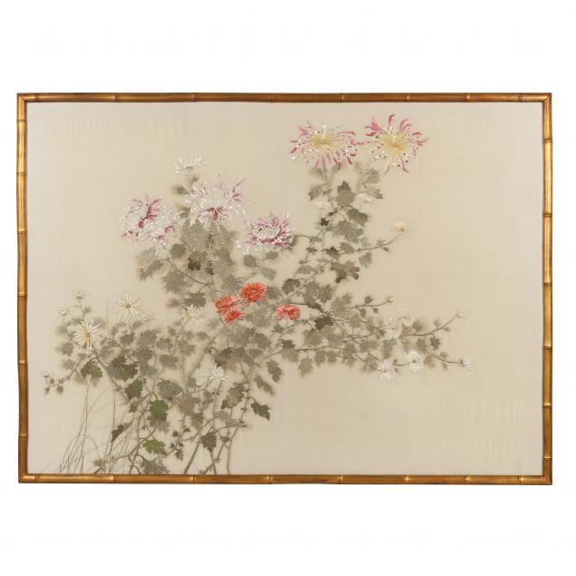 a-large-chinese-silk-embroidered-panel-of-chrysanthemums