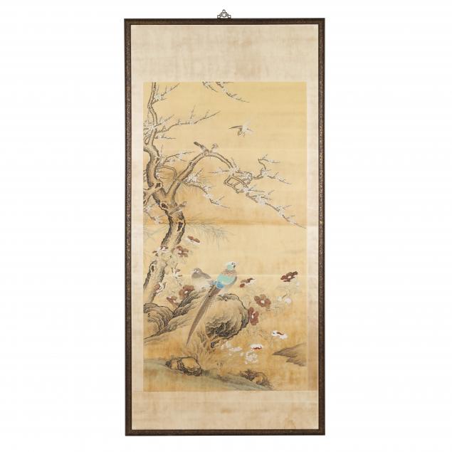 a-large-chinese-painting-with-pheasants