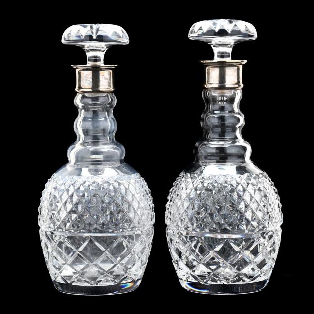 pair-of-english-silver-rimmed-cut-crystal-decanters