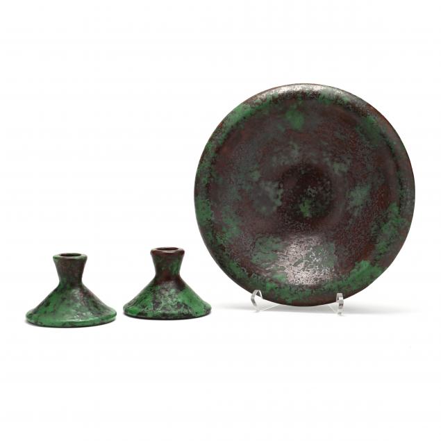 three-pieces-weller-coppertone-pottery