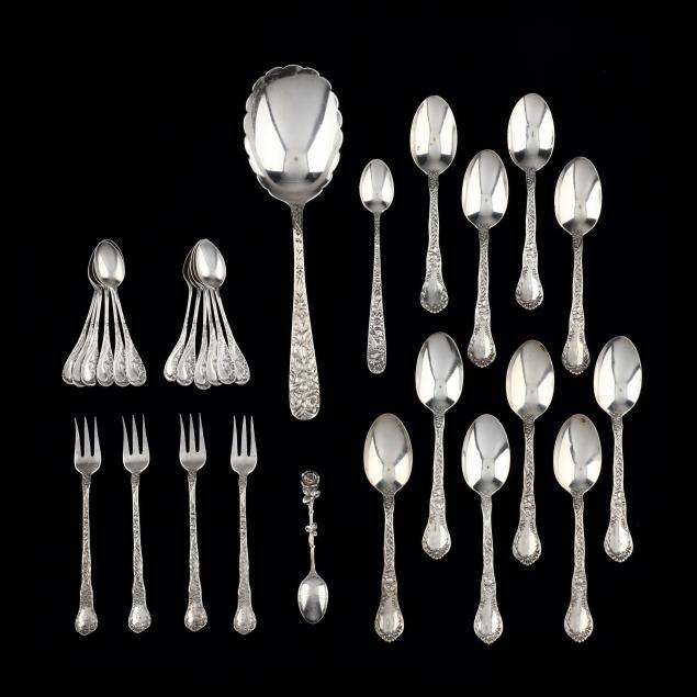 a-group-of-sterling-silver-flatware-with-floral-motifs