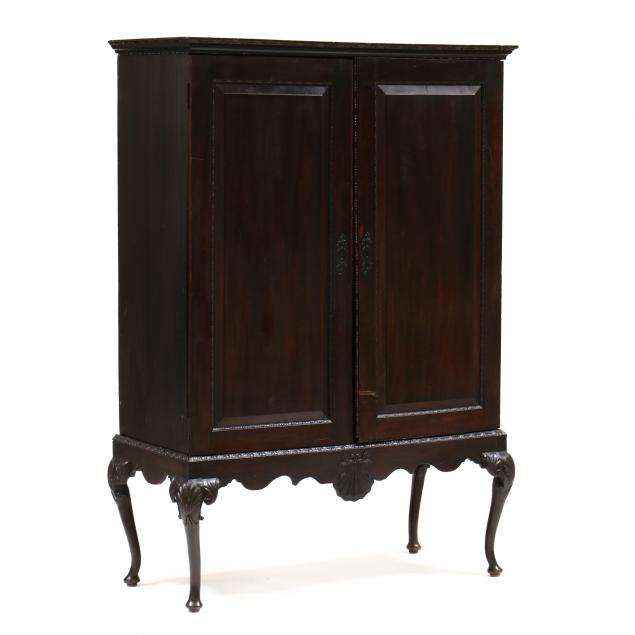 antique-english-mahogany-linen-press-on-stand