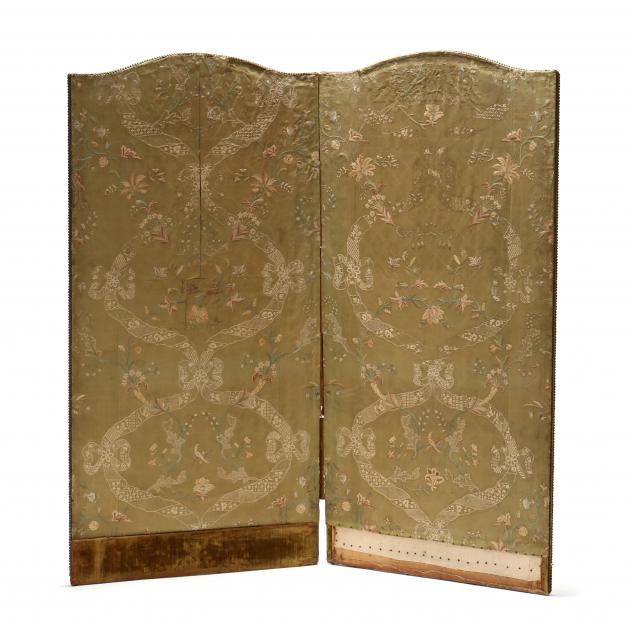 antique-embroidered-silk-two-panel-screen