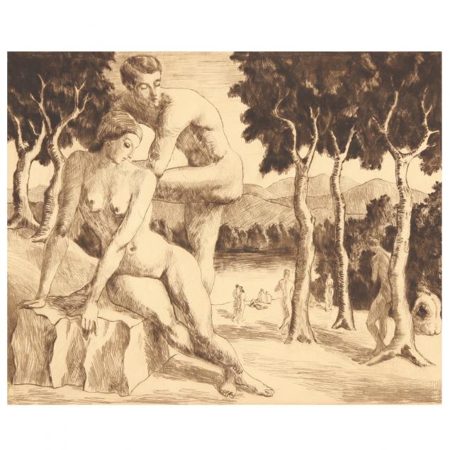 edmund-daniel-kinzinger-american-german-1888-1963-untitled-figures-in-a-forest