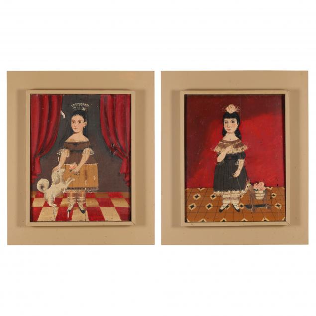 karl-mann-american-b-1940-two-folky-paintings-of-girls-in-spanish-dress