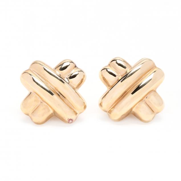 gold-x-motif-ear-clips