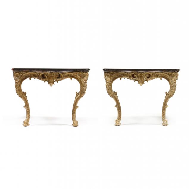 pair-of-italian-rococo-style-faux-marble-top-console-tables