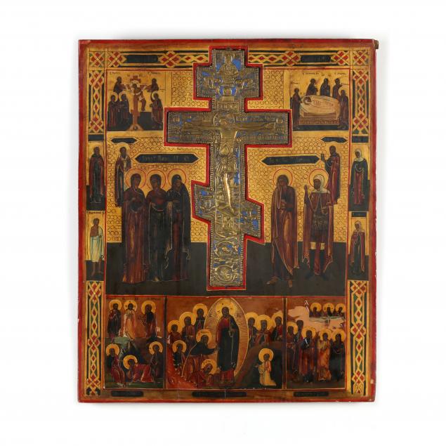 byzantine-icon-with-inset-enameled-brass-crucifix