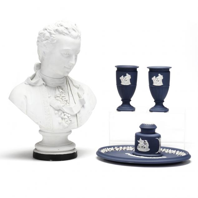 three-wedgwood-items-and-a-parian-bust