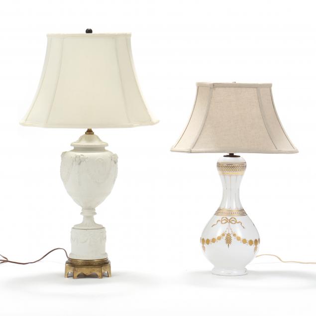 continental-bisque-porcelain-and-opaline-glass-now-fitted-as-lamps