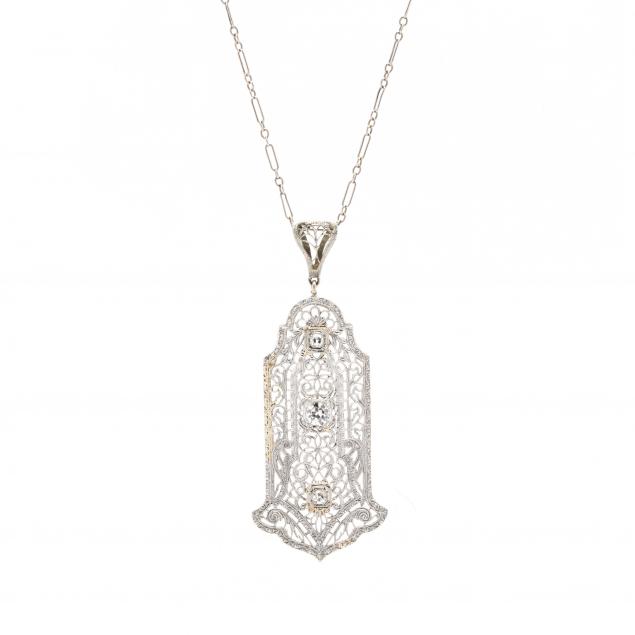 vintage-white-gold-and-diamond-pendant-necklace