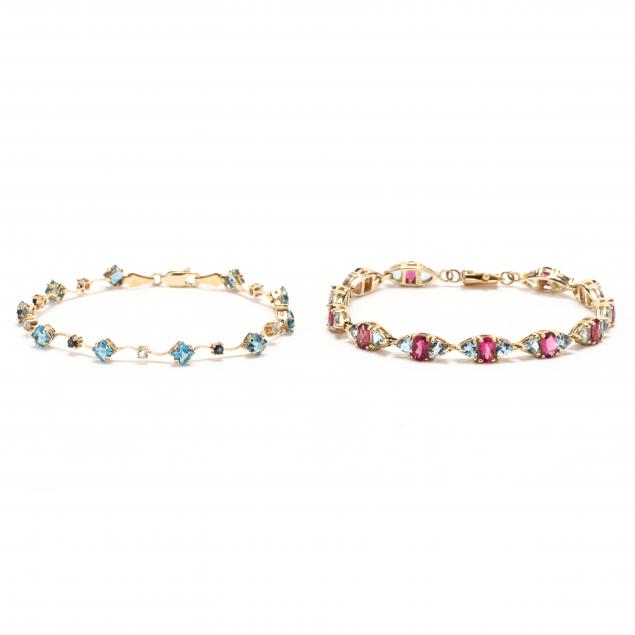 two-gold-and-gem-set-bracelets