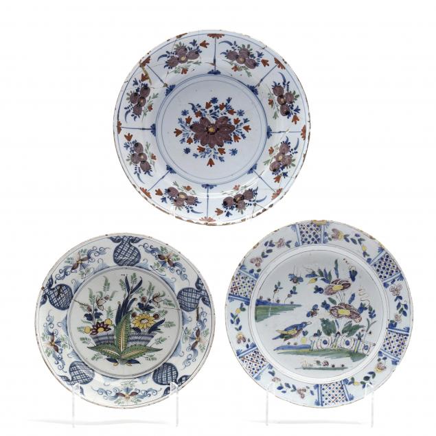three-english-delft-polychrome-chargers